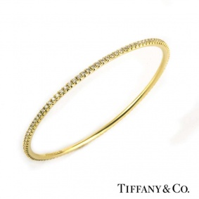 Tiffany & Co. 18k Yellow Gold Diamond Metro Bangle 1.59ct